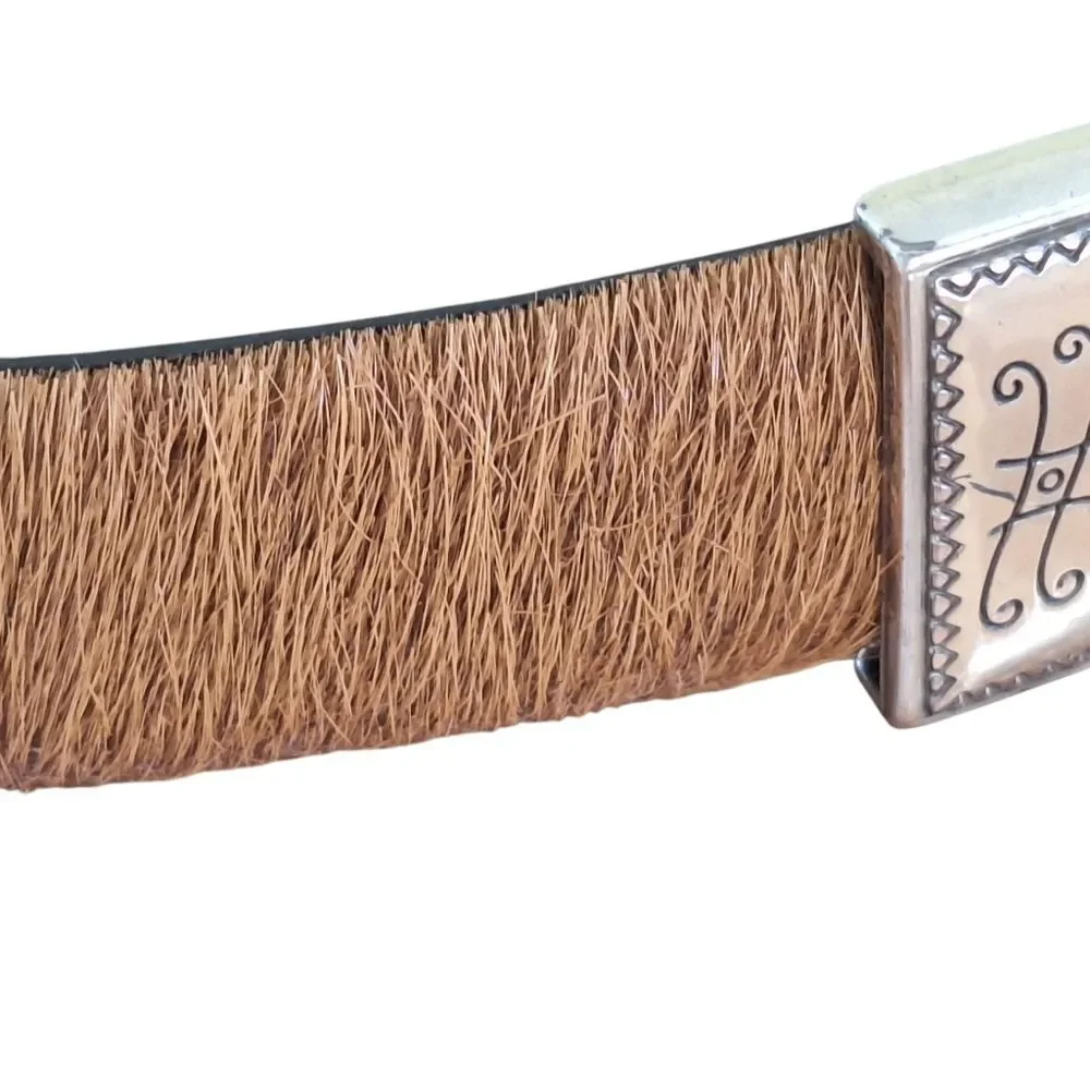 BRIGHTON Leather Calf Hair Multicolor Belt Size ML 32 Excellent Vintage Q4800